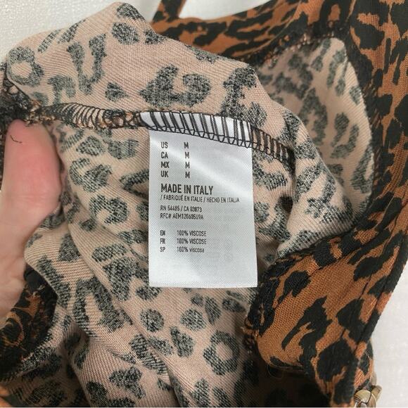 American Eagle Brown Leopard Print Wide Leg Cropped Jumpsuit Sz.M NWT - Picture 13 of 15